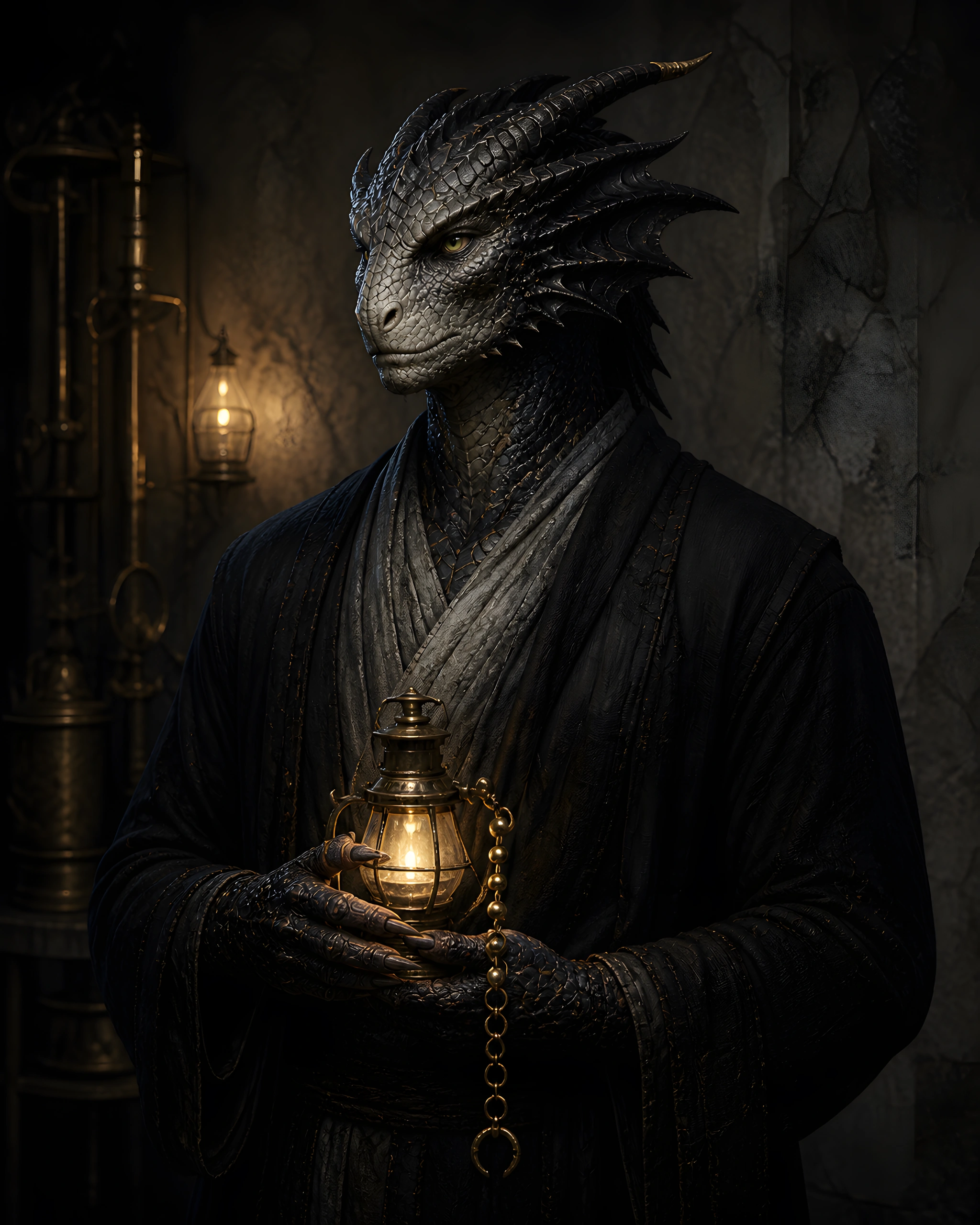 Full portrait of Oster, the Half Read, man protagonist for Seethe.
